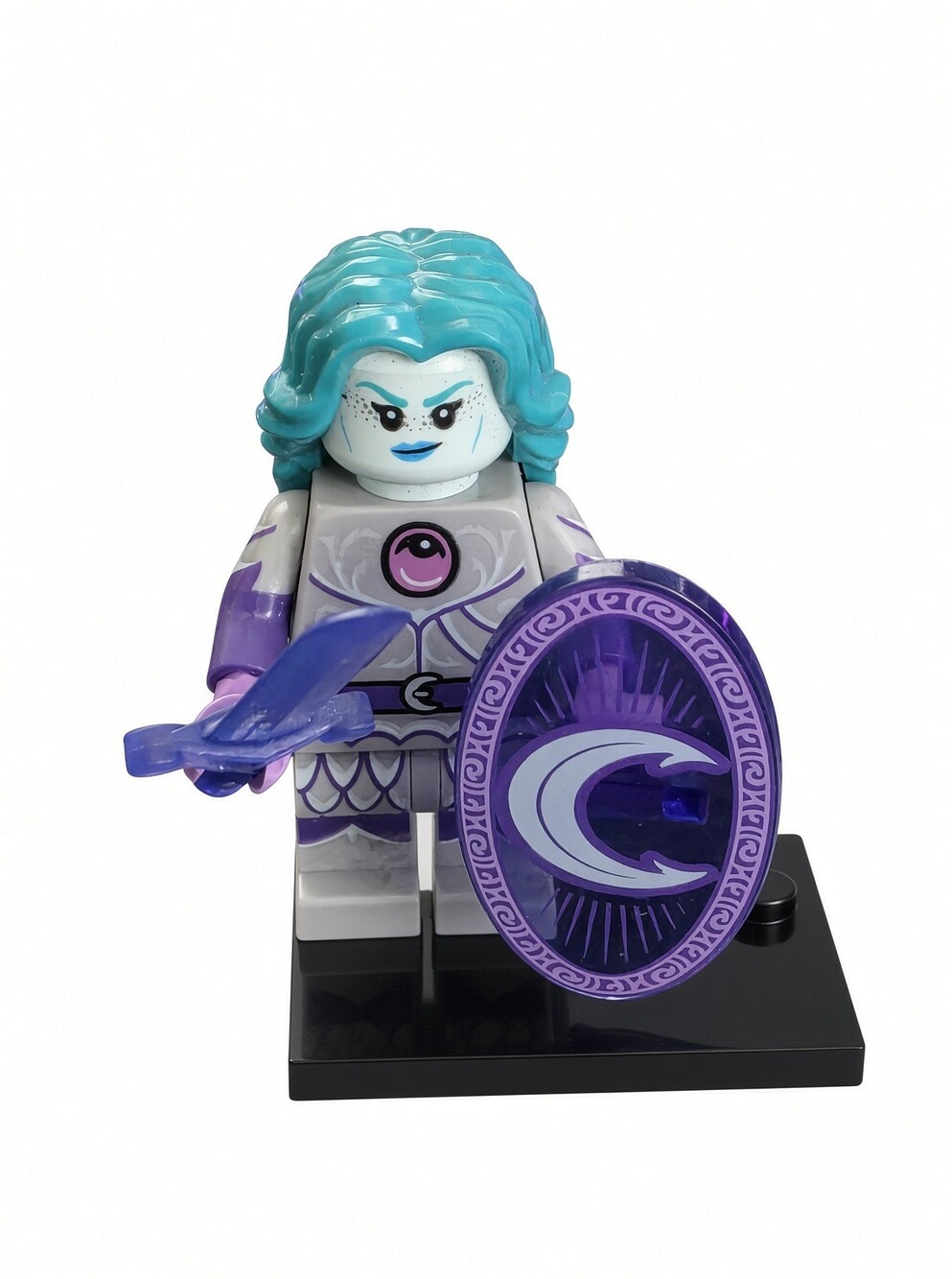 LEGO Minifigure Purple Shield Turquoise Hair Fantasy Warrior